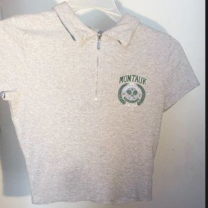 Grey collar top with zipper